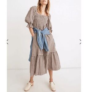 Madewell Brown Gingham Dress